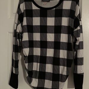 DueTime Maternity black and white plaid sweater